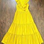 Kate Spade • Poplin Ruffle Tiered Dress mustard yellow gold cotton maxi midi Photo 3