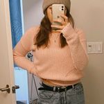 American Eagle Outfitters Soft Pink Cropped Sweater Photo 0