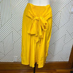 Tome Bow Tie Front Midi Silk Skirt in Marigold Yellow Size US Large Photo 2