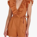 BCBGMAXAZRIA  Romper Womens Large‎ Orange Sunkissed Ruffle Feminine Casual Party Photo 0