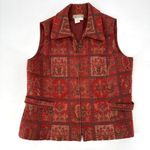 The Territory Ahead  Women's Patterned Tapestry Zip-Up Vest Red Size 6‎ Western Photo 1