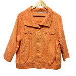 Laura Ashley Women Jacket L Orange Textured Dot Button Front 3/4 Sleeve Casual Photo 0