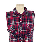 Rails Sleeveless Button Down Plaid Top Red & Navy & Black Size Medium Photo 1