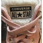 Converse Pink Canvas Low Tops Shoes White Furry Tongue Gold Hooks Women's Size 5 Photo 8