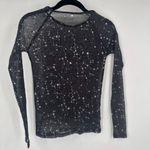 MANGOPOP  sheer black‎ long-sleeve top celestial stars mockneck size XS Glitter Photo 6