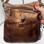 Gianni Bernini Metallic Bronze Leather Crossbody Shoulder Bag Purse Brown Photo 3