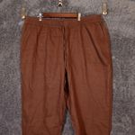Lands' End Womens High Rise Pull On Crop Pants Chocolate Brown Linen Size22w Photo 1