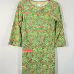 Cabanalife Women's Green & Pink Leaves Print Quarter Sleeve Swim Dress Size S Photo 0