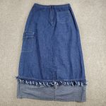 Vintage Sandra Fashion Denim Skirt 42 US 12 Blue Jean Fringe Western Rodeo Maxi Size L Photo 1