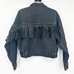 Excuse Womens Western Cowgirl Fringe Rhinestone Denim Jacket Size L Black Black Size L Photo 6