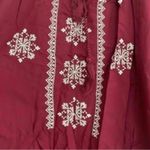 Sonoma  Maroon Red Embroidered Exposed Sleeve Peasant Blouse Shirt Top Boho Photo 3