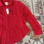 Anthropologie  Maeve Red & White Polka Dot Blouse Maltida Top NWT Size Medium Photo 2