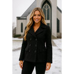 Motherhood Maternity Black Wool Peacoat Red Lining M Winter Cold Classic Luxe Size undefined Photo 1