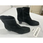 Nine West Womans  Solset Size 9.5 W Black Square Toe Zip Block Heel Ankle Boots Photo 1