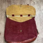 Deadstock Vintage 70s Maroon Leather & Suede Buckle Front Shoulder Purse Pink Photo 2