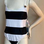 Forever 21 Black and White Striped Women's Swim One Piece Photo 0