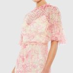 Mac Duggal 9148 Womens Pink Flounce Sleeve Floral Embellished Dress Photo 3