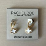 Rachel Zoe NWT sterling silver 14k gold plated white clover VCF drop earrings Photo 1