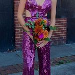 Sherri Hill Sequin Hot Pink & Purple Jumpsuit Photo 1
