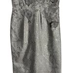 Rickie Freeman Teri Jon Silver Gray Floral Jacquard Applique Evening Gown Size 4 Photo 6