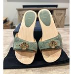 Maje NEW In Box Clover Logo Green Natural Sandals size 37 Photo 3