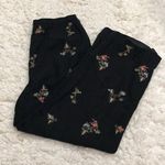 Talbots Embroidered Palm Trees Pagodas Silk Blend Cropped Pants Black 8 Photo 0