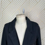 T by Alexander Wang Black Leather Accent Trim Knit Blazer Size Small‎ **Flawed Photo 2