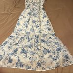 Joie  Blue & White Floral Maxi Tiered V Neck Dress Photo 4