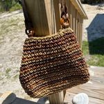 Medium Everyday Straw Woven Summer Shoulder Purse Handbag Coco Brown Photo 2