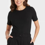 A New Day NWT Womens  Black Slub Ribbed Knit Top Shirt - Sz XS Photo 0