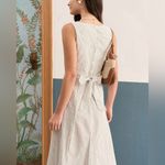 Rihoas White Square Neck Striped Midi Dress Size L Photo 2