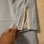 Chic Light Blue Midi Dress with Pearl Detail Size 12 Photo 5