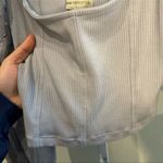 Urban Outfitters  Long Sleeve Textured Puff Sleeve Crop Top – Dusty Blue - Size M Photo 3