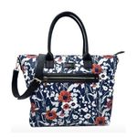 Trina Turk Blue White Floral Weekender Tote Bag Crossbody Strap + Pendant NWT Photo 0