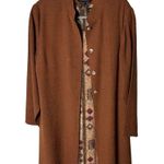 Terry Lewis Vintage 2-Piece Set M | Rust Long Coat Tribal Print Dress Photo 5