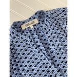 Diane Von Furstenberg  Blue Print Mini Shirt Dress Silk Long Sleeve Womens Sze 2 Photo 4