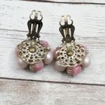 Vintage Clip On Earrings Shades of Pink Cluster Just Over 7/8" Photo 6