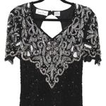 Laurence Kazar Black Sequin Covered Mini Dress Silver Details Large Photo 2