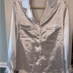 Sleek White Satin Button Photo 1