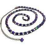 Rare Quality 40” Long Purple Iridescent Link Necklace Vintage 90s Style Silver Photo 5