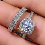 Gorgeous Cubic Zirconia Silver Princess Cut 2.5 Carat Ring and Band Set Size 8 Photo 0