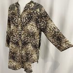 Figueroa and Flower New  Snake Paisley Print Mix Button Down Blouse Tan Photo 9