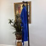 EXPRESS Shirt Dress Women M Blue Roll Tab Sleeve Belted Open Hidden Button Front Photo 3