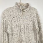 st. john's bay Vintage Womens M Beige Marled Cable Knit Thick Sweater Fisherman Photo 3