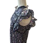 Rails  Print Maxi Dress Ruffle Sleeveless Black Trim Tiered Long Dress XS S Photo 2