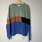 MUUHTHE Wool Alpaca Blend Color Block Crew Neck Knit Sweater Size 42 Blue Size L Photo 1