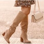 Sam Edelman Knee High Olly Leather Suede Boots Size 7.5 Tan Block Heel NEW Photo 0
