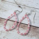 Vintage Earrings for Pierced Ears Pink Beaded Dangle Photo 0
