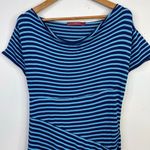 Krimson Klover Lightweight Knit Boatneck Striped Dress Cotton Blend womens L Blue Size L Photo 1