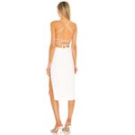 NBD Revolve Lace Up Square Neck Midi Dress White Size S Side Slit Open Back Photo 9